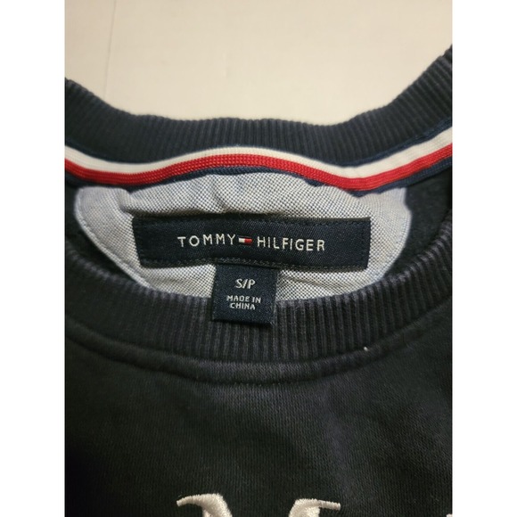 tommy Hilfiger large Logo Navy Blue Long Sleeve Crew Neck Sweater Size S - Picture 4 of 6
